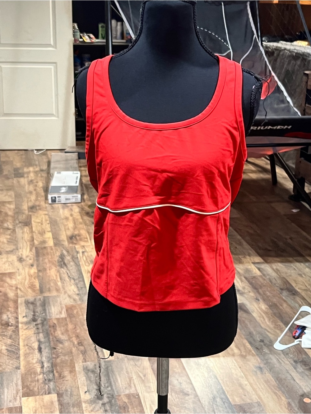 Old Navy Red Scoop-Neck Layered Tank with Contrast Trim